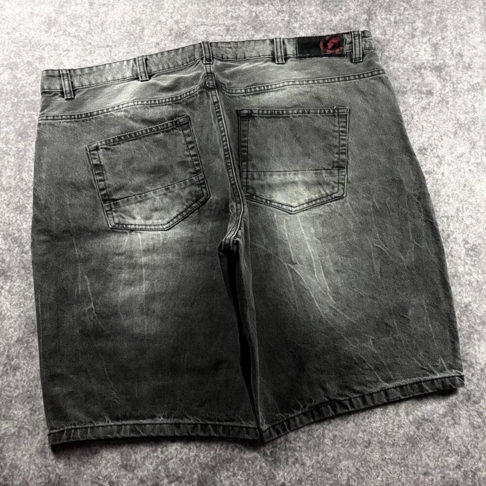 Ecko Unltd Men’s 44 Black Faded Baggy Denim Jorts Y2K Hip Hop